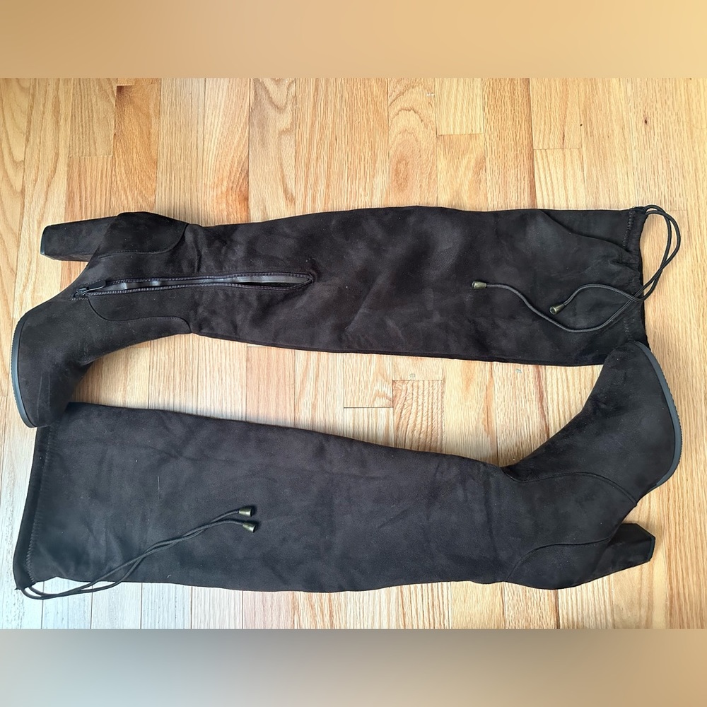 Dark brown OTK boots